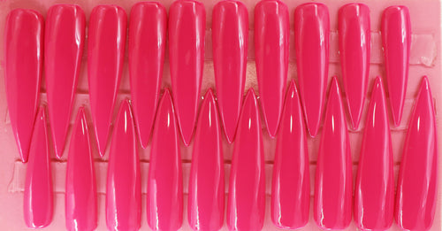 Hot Pink Machine Extra Long Stiletto Gloss Finish Press On Nails