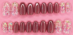 Nude Ice Princess Short Coffin Gloss Press On Nails